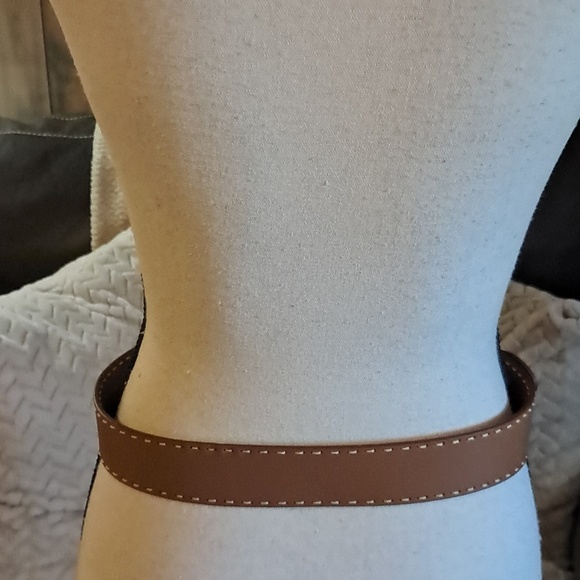 Ann Klein Women Brown Leather Belt with Stitching Size M Boho Western Cowgirl main image 8